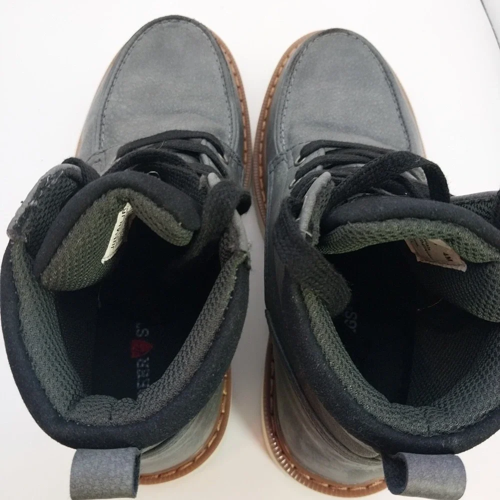 Deer Stags Julian JR Sturdy Boots Slate Gray Memory Foam Boy's Size 4M Lace Up